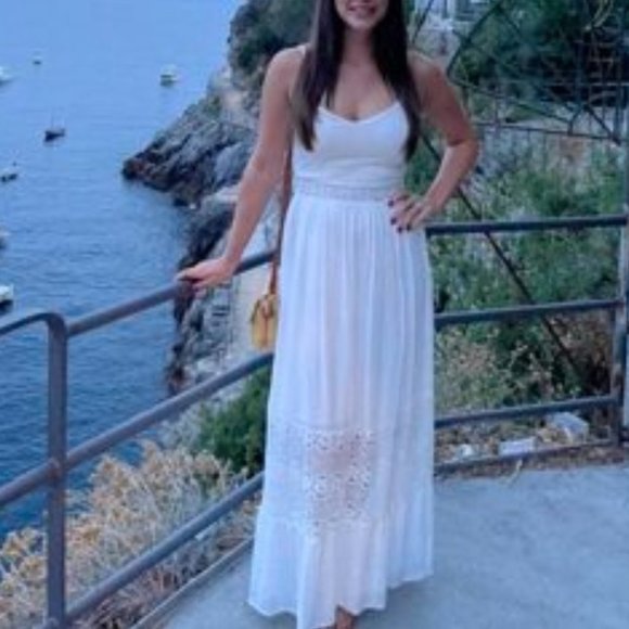 undefined Dresses & Skirts - Lace Insert Ruffle Hem Slip Dress